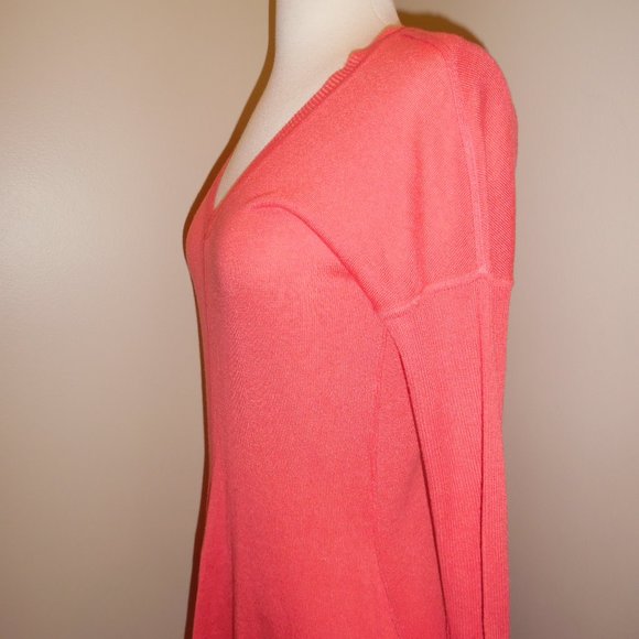 NWT BEBE Cashmere Silk Orange Coral Sweater dress Tunic Asymmetric Dress - Picture 4 of 8